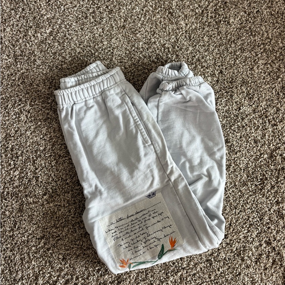 Boys Lie Light Gray Sweatpants with Floral Detail